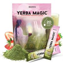 Yerba Mate Instant Tea Powder | Peach Mango Flavor | 30 Servings - Strawberry Matcha - 20 Day Serving - View 1