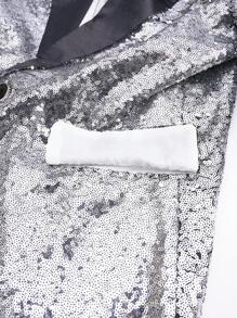 Shiny Silver Sequin Suit Jacket, Suitable For Parties, Dancing, Music Festivals, Men Glittering Blazers