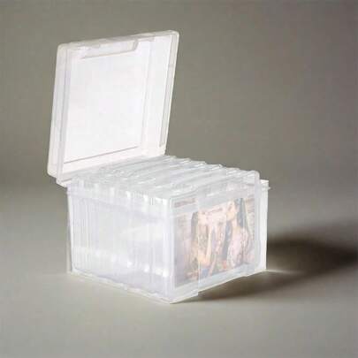 Trintion Photo Organiser 4 Inch X 6 Inch Photo Box Photo Organiser Clear Plastic Photo Organiser With Snap Lid Great For Storing Photos, Crafts, Cards And Office Supplies