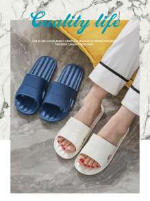 1 par de chanclas femeninas de verano para uso doméstico y baño, antideslizantes, con suela suave, chanclas de pareja de verano para el hogar