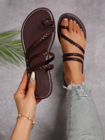 여성 투링 플랫 샌들, 캐주얼 오픈 투 레이스업 미끄럼 방지 슬라이드, 야외 해변 플립플랍