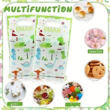 Bolsa de regalo con diseño de dinosaurio, 20 o 50 unidades, bolsa de plástico con diseño animal, bolsa de perlas verdes, para cumpleaños, fiesta, boda, festival, Día de la Madre, Acción de Gracias, empaque de regalo