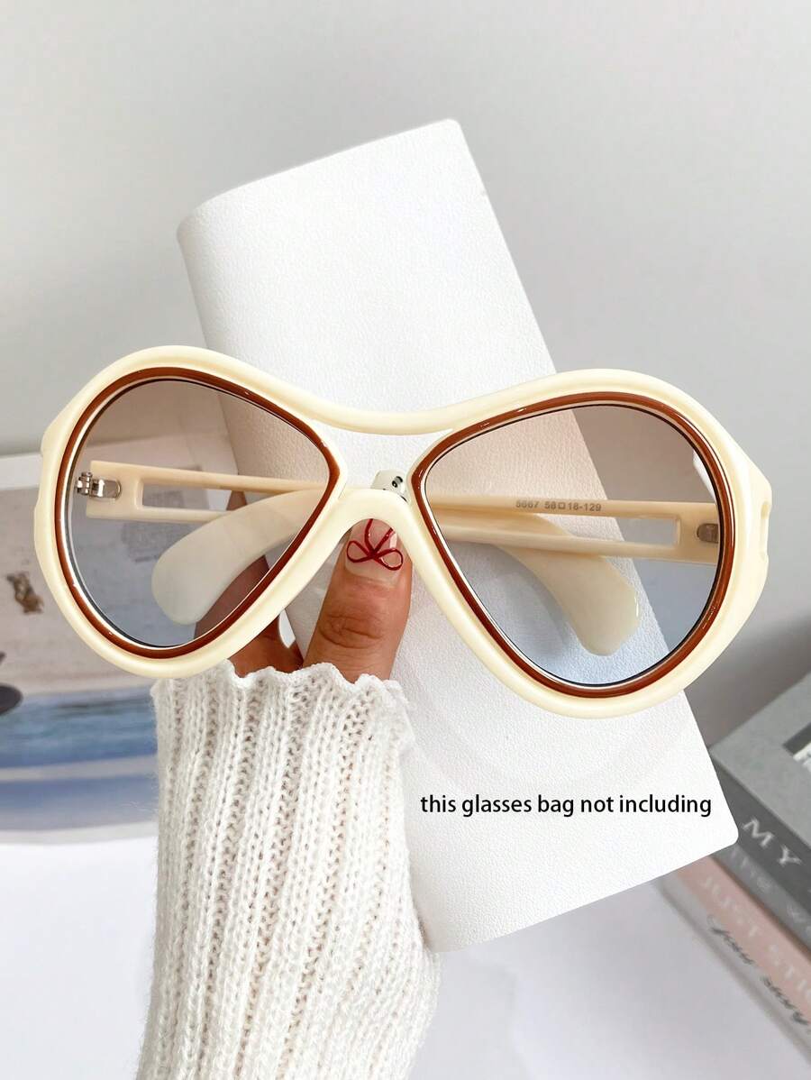 New Personalized Color Block Y2K Oversized Double-Beam Fashion Fashion Glasses, Suitable For Women & Men, Street Style, Party, Festival, Hiphop, Dance Show, Daily Casual, Couple, Beach, Unique Design - Multicolor - View 1