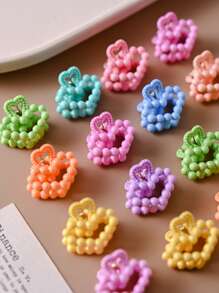 30pcs Colorful Bead & Heart Shape Hair Clips, Cute & Sweet, Non-Damaging Side Bangs Claw Clips Hair Accessories
