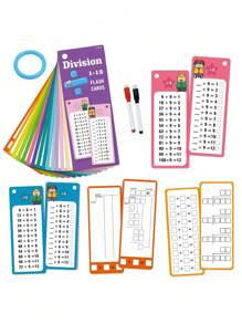 Children's Math Game Cards, Math Addition Subtraction Multiplication Division Flash Cards, Multiplication And Division Learning Toys, Suitable For Kids (Random Styles) (Pen And Ring Colors Random), Educational Math Writing Toys For Children