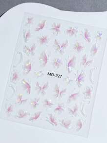 5pcs/Set One Bag Rnadom Color Gradient Color Butterfly Design French Nail Art Stickers Decal Self-Adhesive Ail Tips Guides For Diy Decoration Stencil Tools - Multicolor - View 5