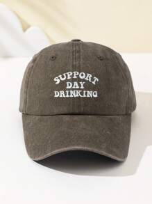 1 件女士时尚软顶棒球帽，绣有“SUPPORT DAY DRINKING”文字，可调节，透气，适合户外运动、露营、海滩、节日礼物 - B - 查看 20