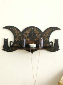 1件套三相月相水晶架 - 木质壁挂式祭坛架，猫形，适合展示水晶、蜡烛、珠宝，神秘哥特式灵性墙面装饰，母亲节礼物，婚礼季，春夏波西米亚风装饰 - 彩色 - 查看 6