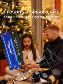 1pc Custom Engraved Blues Harmonica, 10 Hole C Key With Case, 10x2.7cm, Personalized Name Mouth Organ, For Professional Player, Beginner, Students And Gifts For Adults, And Friends - Musical Instrument Keepsake,Children's Birthday Gifts, Children's Day Gifts, Kids Gifts, Back To School,Chic Autumn,Kids,Customized Kids Growth Souvenirs,Christmas Gift Supplies - Multicolor - View 8