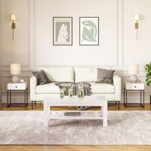 Bedside Tables Set Of 2, Modern Bedside Cabinets With Drawer And Metal Frame For Bedroom Living Room 2 White - White - View 7