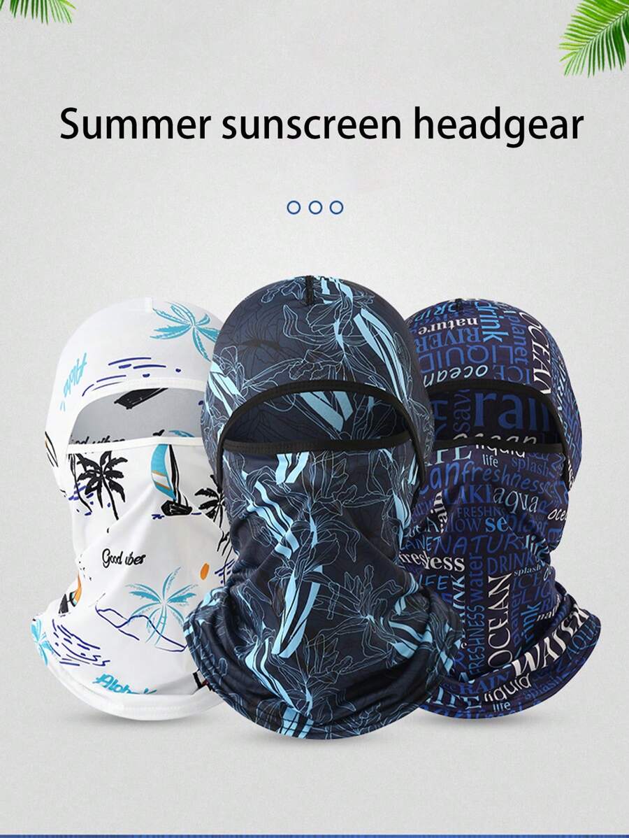 1 Pc Men's Summer Sun Protection Head Cover, Outdoor Windproof Sunscreen Balaclava Mask Ski Masks - Multicolor - View 1