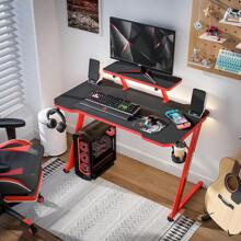 2025-NEW Intimate WM Heart Gaming Table 110cm. Ergonomic Computer Table. Desk With Carbon Fiber Table Top. Rotating Headset Holder. Handle Holder And Cup Holder. Black And Red - 影像顏色 - 查看 5