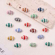 5pcs Hand-Painted Colorful Clownfish Ceramic Beads, Tropical Striped Clownfish Beads For Jewelry Making DIY Bracelets, Necklaces, Earrings, Phone Charms, Craft Decoration, Great For Mother's Day, Back To School, Holiday Gifts
