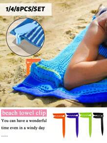 4/1pc Outdoor Beach Towel Clips -Outdoor Anchor Stakes, Beach Towel/Picnic Mat Anchor Clips Stakes- Securely Hold Towels And Sheets For Camping And Beach Trips