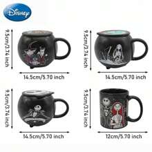 1PC Disney Sally Mug With lid Official Licensed Magic Heat Color Changing Large 14-Ounce Water Milk Oatmeal Coffee Water Office Breakfast Cup Espresso Tea Cup Couple Character Novelty Gift - 黑色 - 查看 5
