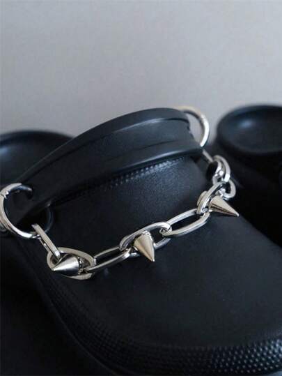 1 PC Sports Shoes/Hole Shoe Accessories, Punk Dark Style Tunnel Hole Shoe Buckle, Willow Nail European And American Hip-Hop Metal Shoe Chain