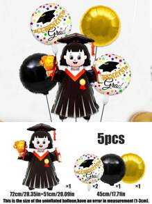 Set de 5 globos con tema de graduación, globos de aluminio con forma de libro y oso de peluche para graduados hombres y mujeres de 18 pulgadas, aptos para decoraciones de fiesta de graduación