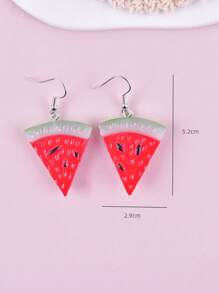 1 Pair Resin Watermelon Fruit Shape Earrings, Women Party Decor Jewelry