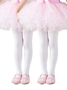 6条/包 女童天鹅绒踩脚裤袜，适合舞蹈训练或日常穿着，无缝设计，柔软透气，四季皆宜