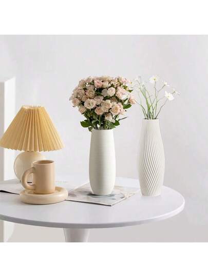 1pc Moderne Wit Herringbone Vase, Monobloc Material, Bedroom, Office, Living Room, Cabinet ation, Great Holidays Presents Birthday Graduation Home Room Flower Vase Glass view 11