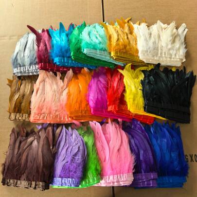 1 Meter farbige Hahnenschwanzfeder 5,91-7,87 Zoll Besatzband Schwarze Fasanenfedern zum Basteln Karnevalskleidung Federschmuck Plumas 21 Farben / Optional