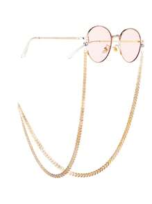 1 pieza Cadena de gafas de metal con forma de hoja, sencilla y personalizada para mujeres, cadena versátil de silicona antideslizante para gafas, decoración para gafas de sol, correa antióxido de gafas, cordón para gafas de sol antideslizante para niñas y mujeres