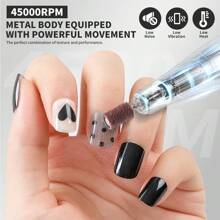 Professional Rechargeable 45000 RPM Nail Art Drill, Portable Electric File, Acrylic Gel Abrasive Tool With 6 Drill Bits And Sanding Belts For Manicure And Pedicure Sculpting And Polishing Professional Electric Nail Drill For Acrylic Nails Professional Kit With Holder To Hold The Sanding Head