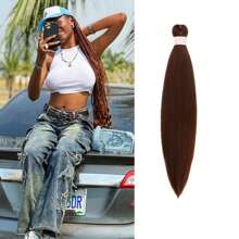 1/3/6 Packungen Schwarzes Flechthaare Vorgespanntes Knotenlose Kanekalon Box Zöpfe Haare zum Flechten, Vorgespannt Lang Gerade Synthetische Flecht-Haarverlängerungen für Knotenlose Zöpfe