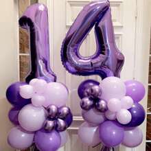 1pc 40-Inch Jumbo Size Purple Number Foil Balloon For Birthday, Anniversary, Party Decoration - Violet Purple - View 3