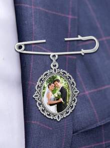 1 pieza Broche de encaje con transferencia de calor de foto personalizada, Colgante conmemorativo de graduación personalizado DIY, Colgante de foto para correa de sombrero de graduación DIY, Flor de pecho conmemorativa, Insignia ovalada de pecho conmemorativa personalizada como regalo - Multicolor - Ver 14