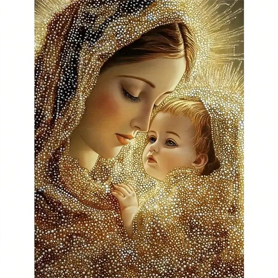 Peinture de diamants 5D pour adultes sans cadre, mesurant 30 x 40 cm / 11,8 x 15,7 pouces, représentant un thème religieux de la Vierge Marie. Cet ensemble complet de peinture de diamants ronds convient aux débutants et aux passionnés d'artisanat, parfait pour décorer divers murs, et fait un merveilleux cadeau pour les enseignants, la famille et les amis.