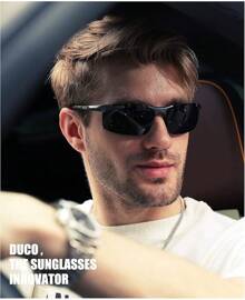 DUCO Mens Sports Polarized  UV Protection  For Men 8177s - A Black Frame Gray Lens - View 2