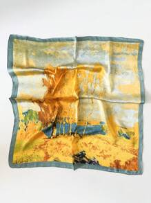 1 Pc Women's Bandana 70cm Simulated Silk Printed Small Square Scarf Headscarf Multi-Functional Headband Strap Wrap Neck Protection Lightweight Silk Scarf Suitable For Daily Use Bandana,Hair Band,Head Band Ideal For Dressing Up Your Look