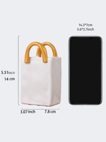 1pc Rinkle Paper Bag Vase, Square Wide-Mouth Pleated Vase, Unique White Matte Vase, Simple Bohemian Style Vase, Flower Arrangement, Table Decoration, Home Office Bookshelf Decoration, Suitable For Home Decoration, Bedroom Decoration, Office And Students, The Best Christmas Gifts,