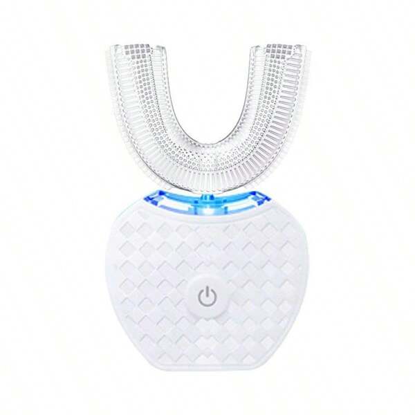 Spazzolino elettrico a forma di U, testina in silicone, per sbiancamento e pulizia dei denti, spazzolino automatico per adulti per la purita orale, nero, bianco, decorazione da bagno estiva, per il rientro a scuola