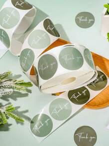 500pcs Green Round "Thank You" Stickers For Wedding Favors, Party Decoration, Self-Adhesive Labels, Gift Packaging - Green - View 4
