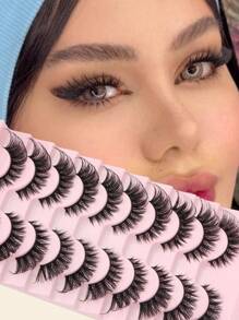 Limete Eyelash 10 Pairs Natural Full Strip Lashes, Thick & Fluffy Dramatic Eyelashes, Charming Eye Makeup Suitable For Daily, Party, Travel
