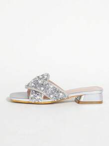 Modische Damen Peep-Zehen Sandalen, neuartige luxuriöse mit Perlen & Strass verzierte Urlaubs- und Party Vielseitige Quadratische Spitze Plateau Absatz Sexy Charm Slides