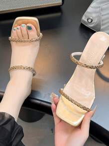 New Rhinestone Strap High Heel Transparent Fairy-Style Sandals