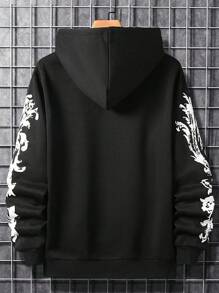 Unisex Printed Distant Dream Kangaroo Sweatshirt Streetwear Jacket Flannel Cold Weather Top Tracksuit - màu đen - Xem 2