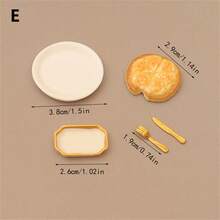 5pcs/Set Realistic Miniature Pizza Model Toys, Fruit Pizza Plate And Tableware Props For Photography Backdrop - Various - View 9