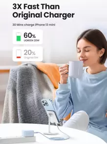 UGREEN PD 20W Fast Charger Compatible With Apple 20W USB-C Power Adapter Compatible With IPhone 5 Series 14 13 Pro Max Adapter IPad Pro Air 2022 2023 2024 Nan Fast Charging - Blue - View 3