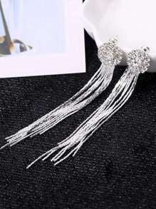 1 par de brincos de borla de cristal com strass da moda, joias de noiva elegantes para mulheres