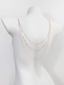 1pc Sexy Minimalist Faux Crystal Multi-Layer Back Chain, Fashion Jewelry Accessory For Women, Suitable For Wedding, Beach, Party, Formal Events