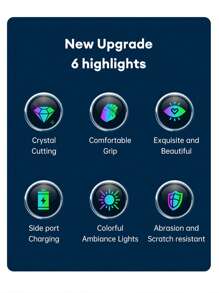 XUDA 新款水晶换档旋钮，带 7 色 LED 灯，即插即用，侧端口，握感舒适，防刮，适用于雷克萨斯、三菱、奥迪、奔驰等车辆 - 銀色 - 查看 3