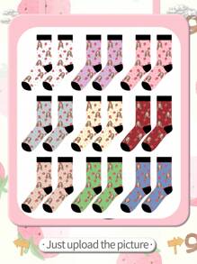 1 par de calcetines para niños personalizados de media caña, con cualquier rostro en los calcetines, para niños y niñas, calcetines personalizados con fotos, pares de imágenes personalizadas interesantes con calcetines de media a larga, adecuados para el Día de San Valentín, cumpleaños