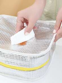 1pc Cartoon Fruit Print Insulated Lunch Bag, Large Capacity Student Bento Box Pouch, Waterproof Zipper Closure - Multicolor - View 10