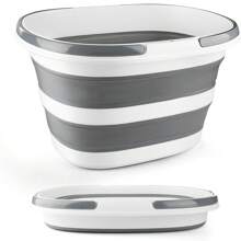 可折叠大容量拖把桶带手柄清洁用，16L（4.2 加仑）硅胶方形多用途水桶，用于窗户清洁或洗车，清洁用品收纳塑料桶用于储存 - 灰色 - 查看 1