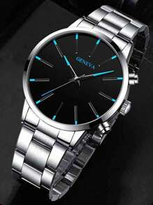 4 件/套，男士手表，时尚男士手表套装，石英表，适合日常佩戴，时尚配饰，1 件手表 + 1 件项链 + 1 件手链 + 1 件戒指，送给男士的完美礼物