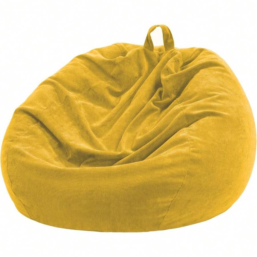 Funda para silla de puf de 3 pies (sin relleno) para adultos y niños, 300 l extragrande de almacenamiento de animales de peluche lavable, suave de primera calidad (amarillo) - Amarillo profundo - Ver 1